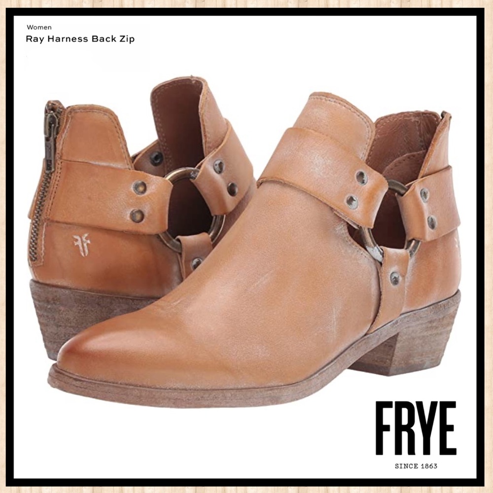 Frye Women’s Ray Harness Back Zip Bootie Tan - Picture 4 of 16